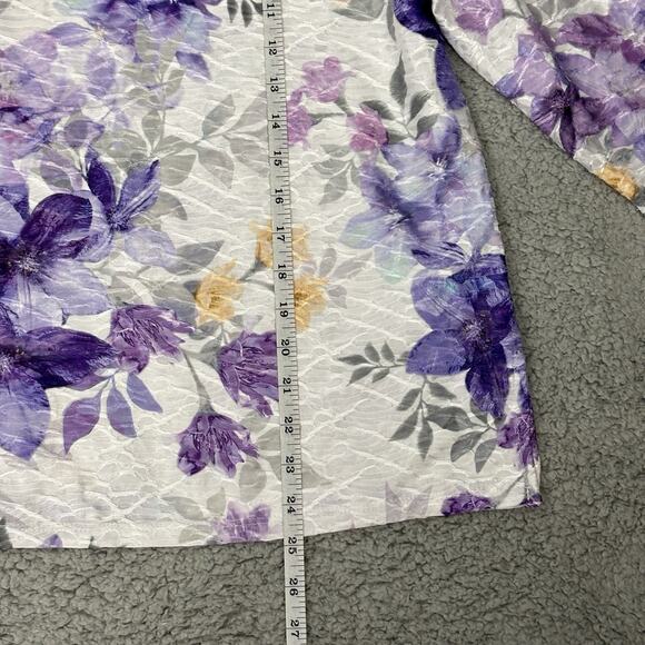 Alfred Dunner Top Womens Size P XL Floral Soft Texture 3/4 Sleeve Round Neck - Picture 9 of 12